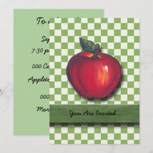 Invitación Cheques verdes de la manzana roja