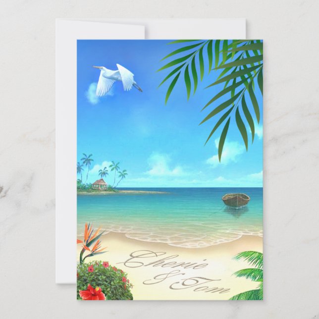 Invitación Cherie & Tom Exotic Beach ::personalizado: (Anverso)