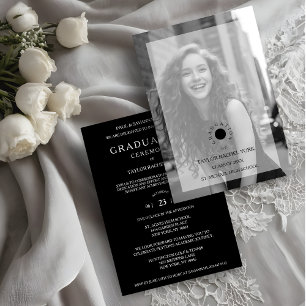 Invitación Cherish Exquisite Delicate Minimalist Black White