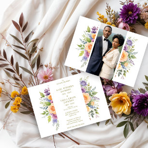Invitación Cherish Spring Floral Garland Double Funeral Photo