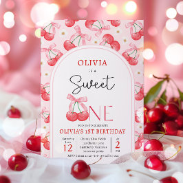 Invitación Cherry 1er cumpleaños Fiesta Coquette Cherry Cumpl