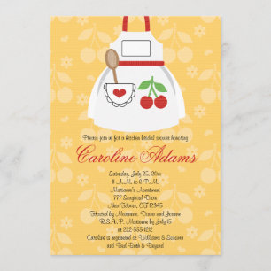 Invitación Cherry Apron Bridal Shower Amarillo y R