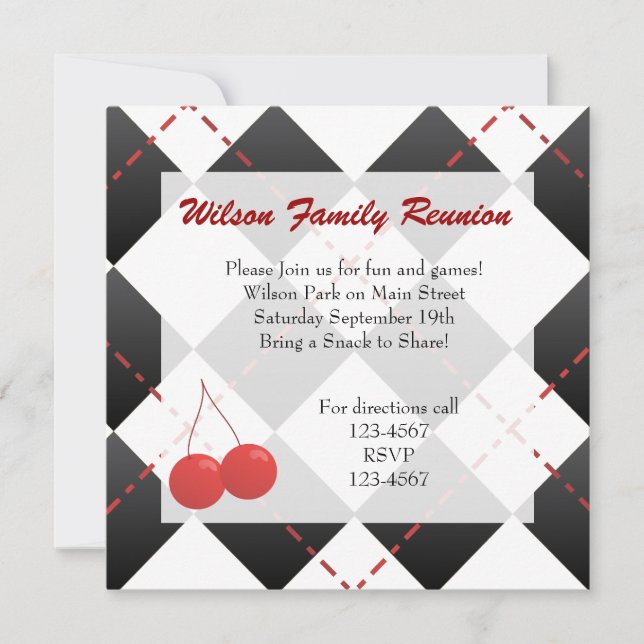 Invitación Cherry Argyle (Anverso)