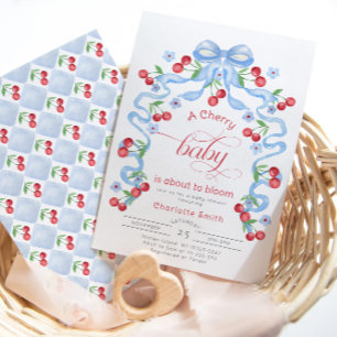 Invitación Cherry Baby está a punto de dar una ducha de bebé