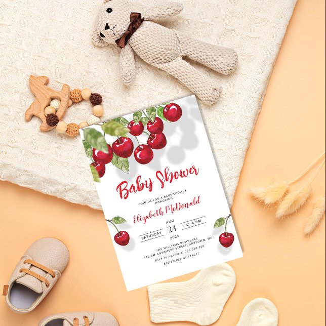 Invitación Cherry Baby Shower | Berry Sweet Baby Greeneration (Subido por el creador)
