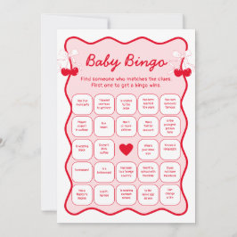 Invitación Cherry Baby Shower Find the Guest Bingo Game Card