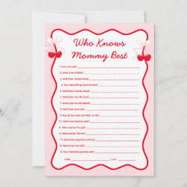 Invitación Cherry Baby Shower Who Knows Mommy Best Game