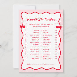 Invitación Cherry Baby Shower Would She Rather Game Card