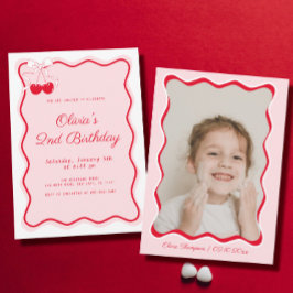 Invitación Cherry Birthday Party Theme Kids