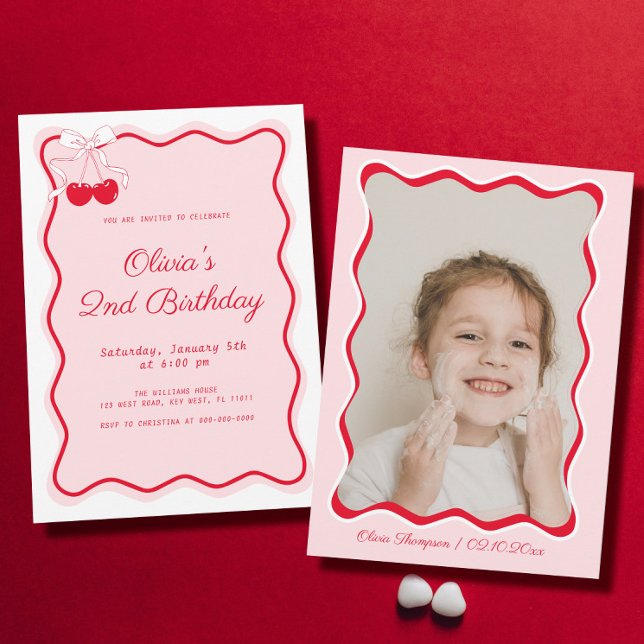 Invitación Cherry Birthday Party Theme Kids (Subido por el creador)