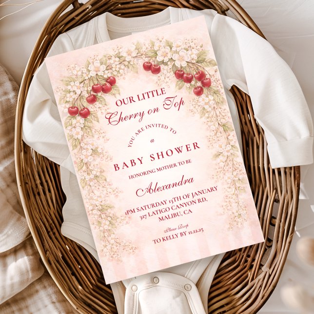 Invitación Cherry Bloom Fiesta Floral para Baby Shower  (Subido por el creador)