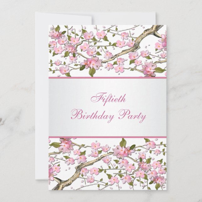 Invitación Cherry Blossom 50th Birthday Party Invitation (Anverso)