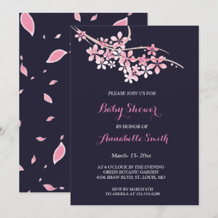 Invitación Cherry Blossom Baby Shower floral de la marina ros