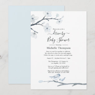 Invitación Cherry Blossom Birds Floral Drive By Baby Shower