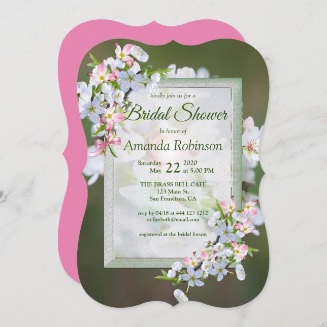 Invitación Cherry Blossom Bridal Shower (Anverso / Reverso)
