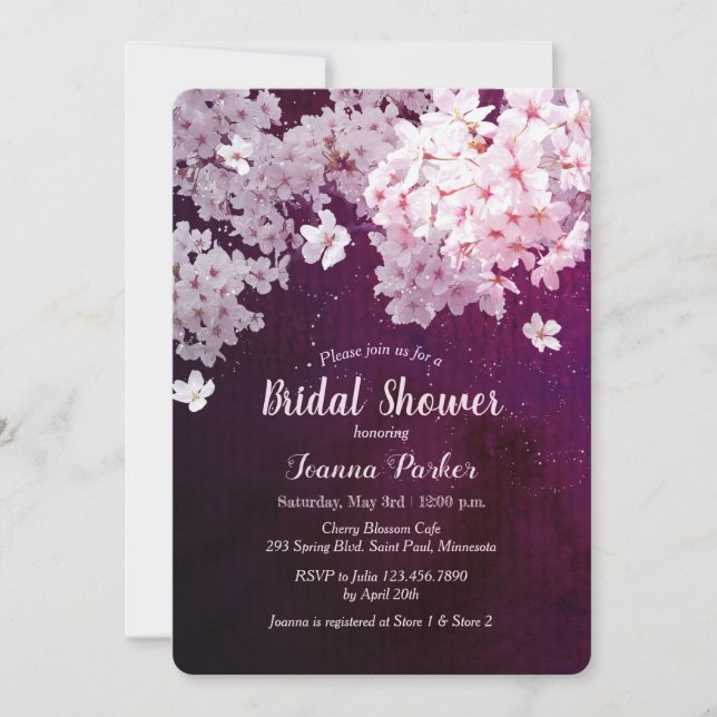Invitación Cherry Blossom Bridal Shower (Anverso)