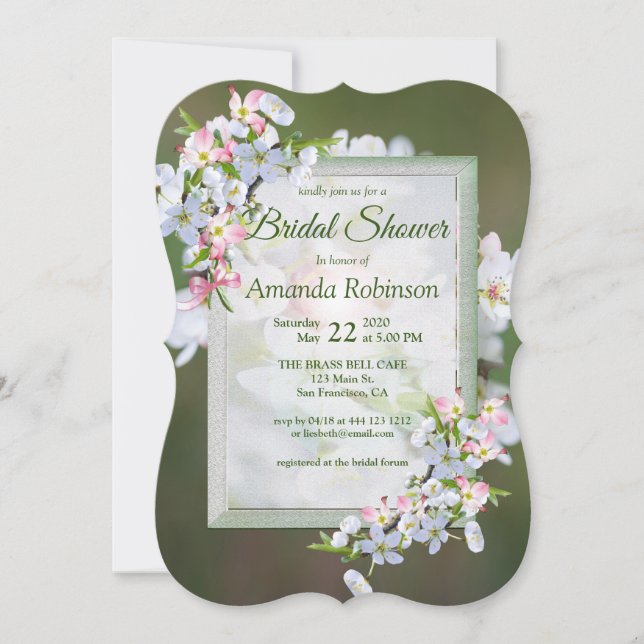 Invitación Cherry Blossom Bridal Shower (Anverso)