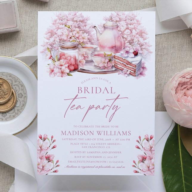 Invitación Cherry Blossom Bridal Tea Watercolor (Subido por el creador)