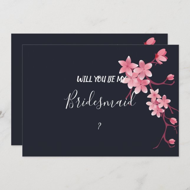 Invitación Cherry Blossom Bridesmaid (Anverso / Reverso)