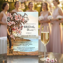 Invitación Cherry Blossom Butterfly rosa Shower
