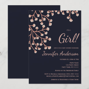 Invitación Cherry Blossom Chica azul rosado Baby Shower
