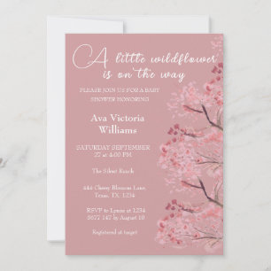 Invitación Cherry Blossom Dusty Rosa Chica Baby Shower