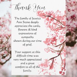 Invitación Cherry Blossom Floral Funeral Death Gracias