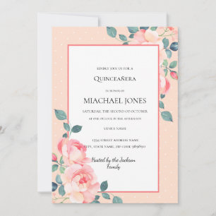 Invitación Cherry Blossom Floral Rubor Gold