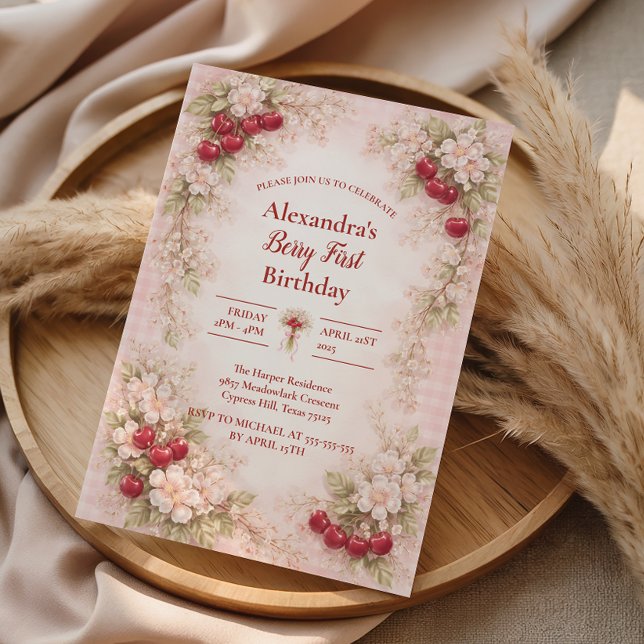 Invitación Cherry Blossom Garden 1st Birthday (Subido por el creador)
