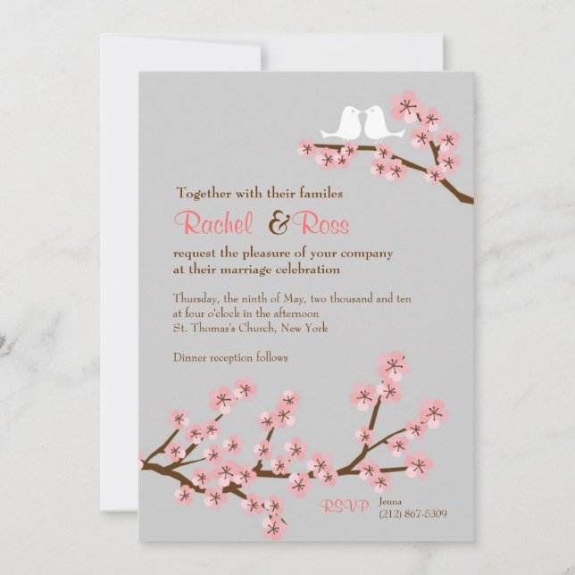 Invitación Cherry Blossom Garden Wedding (Anverso)
