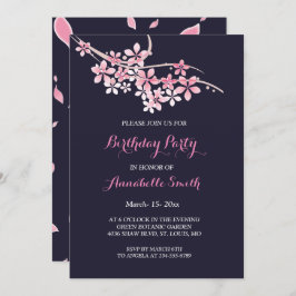 Invitación Cherry Blossom Pink marina floral Birthday Party