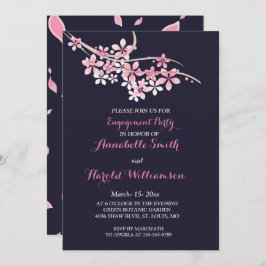 Invitación Cherry Blossom Pink navyfloral Engagement