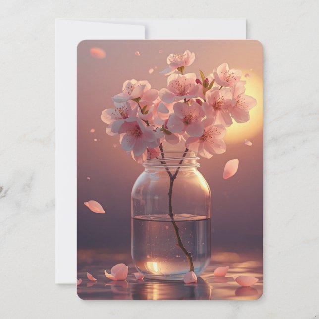 Invitación Cherry Blossom Postcard - Elegant Hand-Drawn Sakur (Anverso)