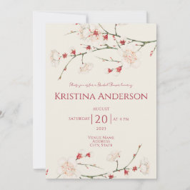 Invitación Cherry Blossom QR Código ducha de novia