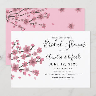 Invitación Cherry Blossom Rubor Botanical Bridal Shower