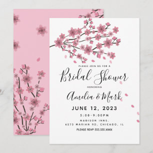 Invitación Cherry Blossom Rubor Petals Bridal Shower