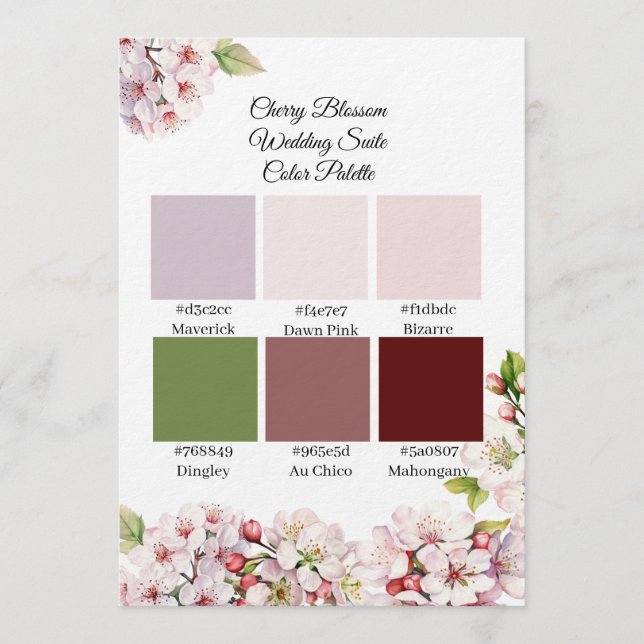 Invitación Cherry Blossom Spring Color Palette  (Anverso)