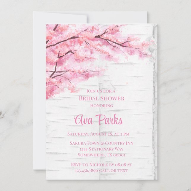 Invitación Cherry Blossom Tree Bark Bridal Shower (Anverso)