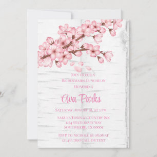 Invitación Cherry Blossom Tree Bark Bridesmaids Luncheon