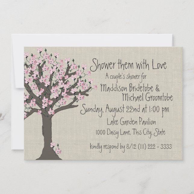 Invitación Cherry Blossom Tree Couples Shower (Anverso)