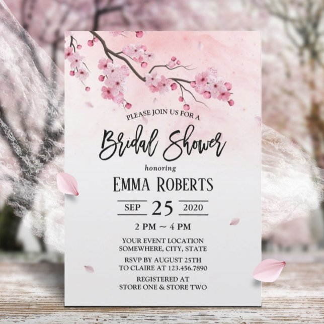 Invitación Cherry Blossom Watercolor Floral Brillante (Subido por el creador)