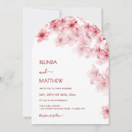 Invitación  Cherry Blossom White Arched Wedding