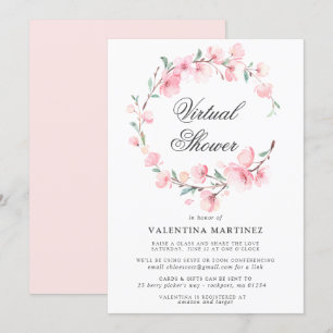 Invitación Cherry Blossom Wreath Virtual Bridal Baby Shower