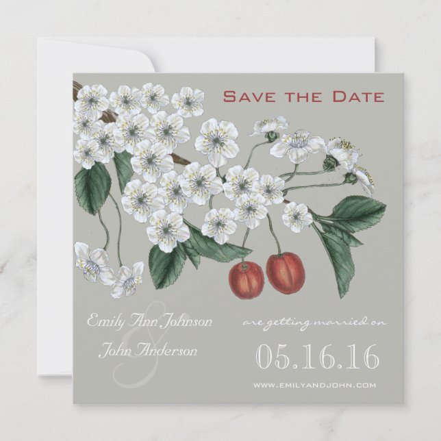 Invitación Cherry Blossoms Branch Save the Date (Anverso)
