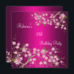 Invitación Cherry Bossom 21st Elegant Birthday Party Pink<br><div class="desc">Negro con Invitación de Árboles de Cerezo Rosa,  Fiesta de cumpleaños número 21. Personalizar con sus propios detalles.</div>