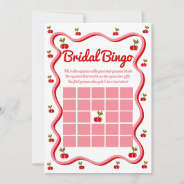 Invitación Cherry Bridal Bingo Retro Cherry con ducha de novi