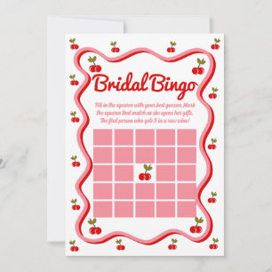 Invitación Cherry Bridal Bingo Retro Cherry con ducha de novi