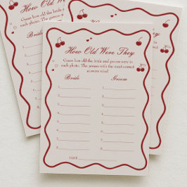 Invitación Cherry Bridal Shower Age Guessing Game Card