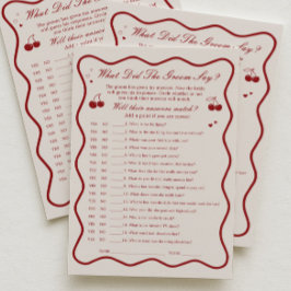 Invitación Cherry Bridal Shower What Did He Say Game Card