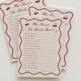 Invitación Cherry Bridal Shower Who Knows Bride Best Card